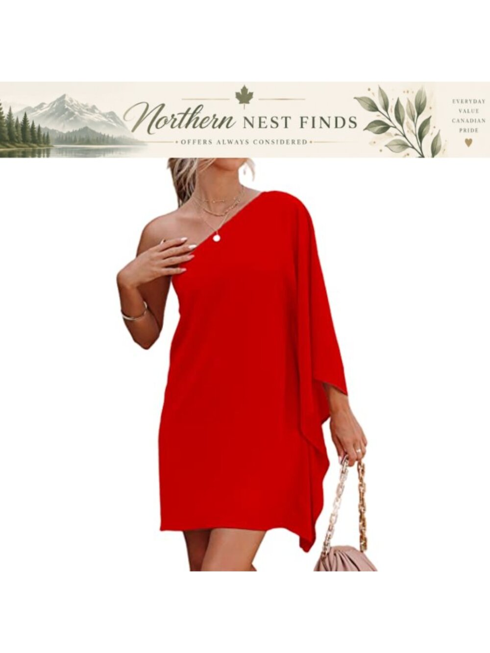 One Shoulder Batwing Sleeve Mini Cocktail Dress